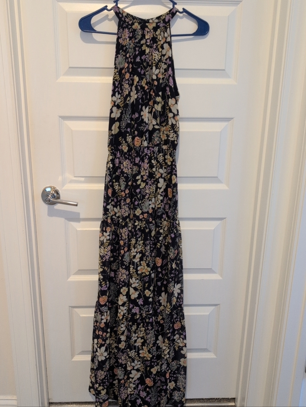 Navy Floral Halter Maxi Dress